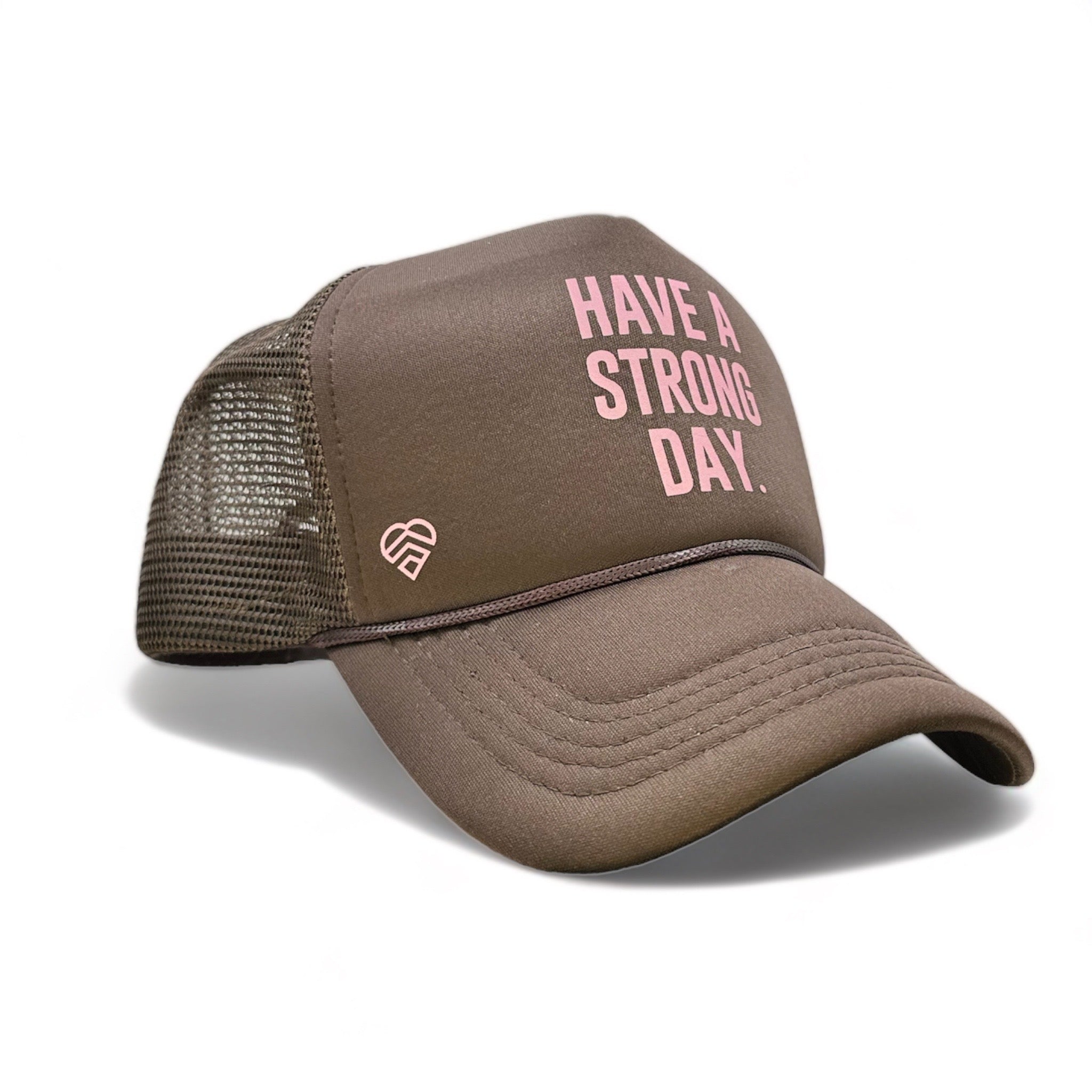 Slogan Statement High-Crown Trucker Hat - Chocolate