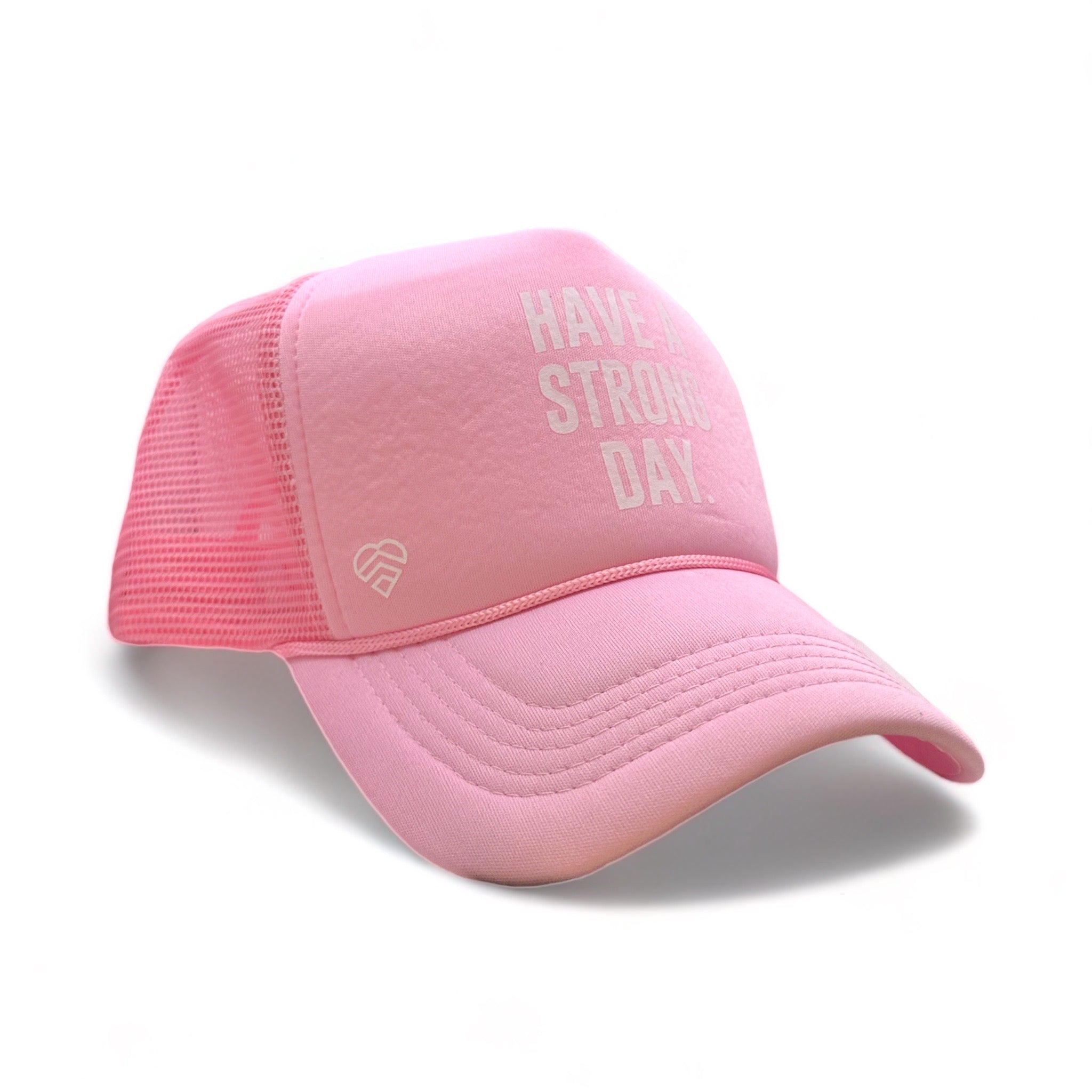 Slogan Statement High-Crown Trucker Hat - Pink