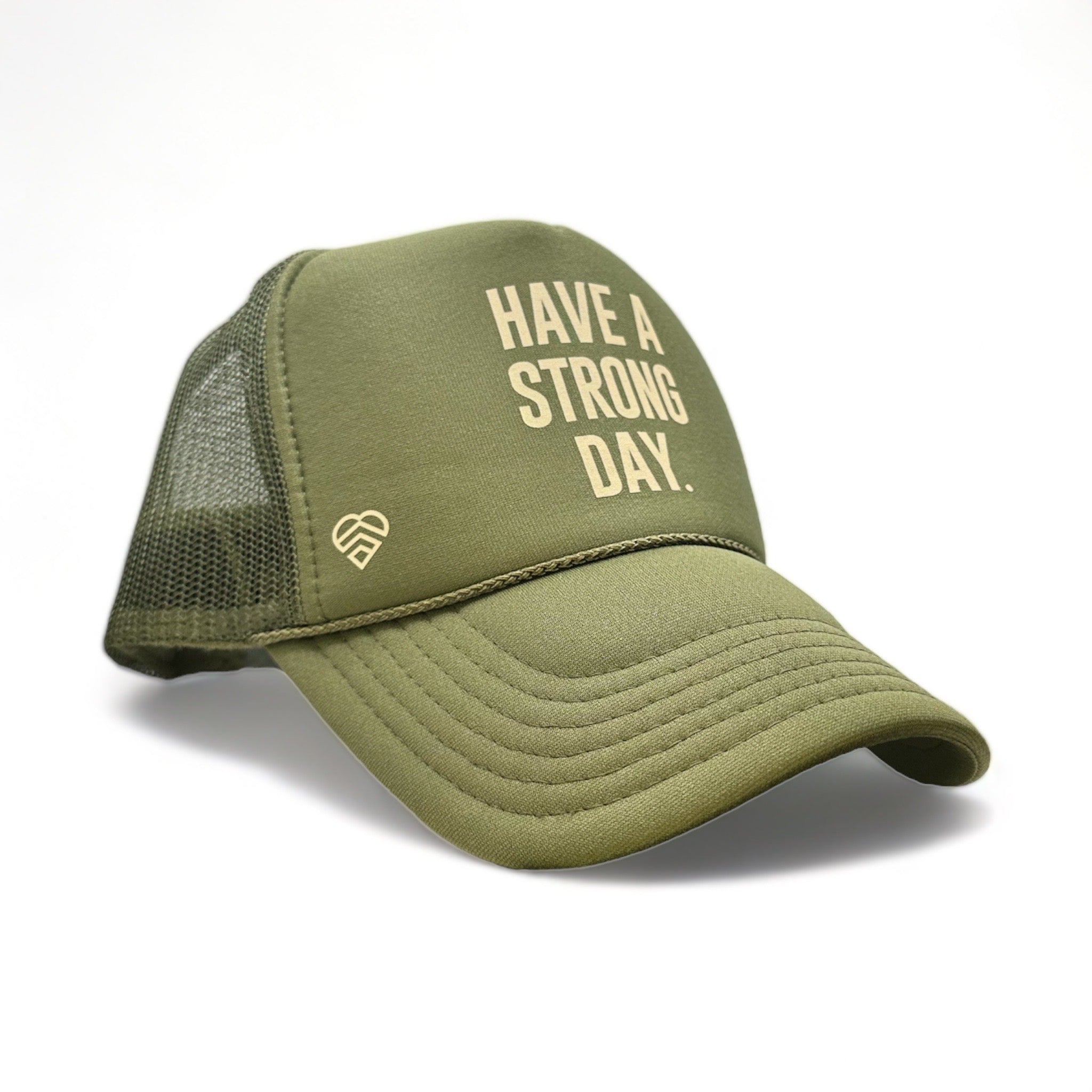 Slogan Statement High-Crown Trucker Hat - Army