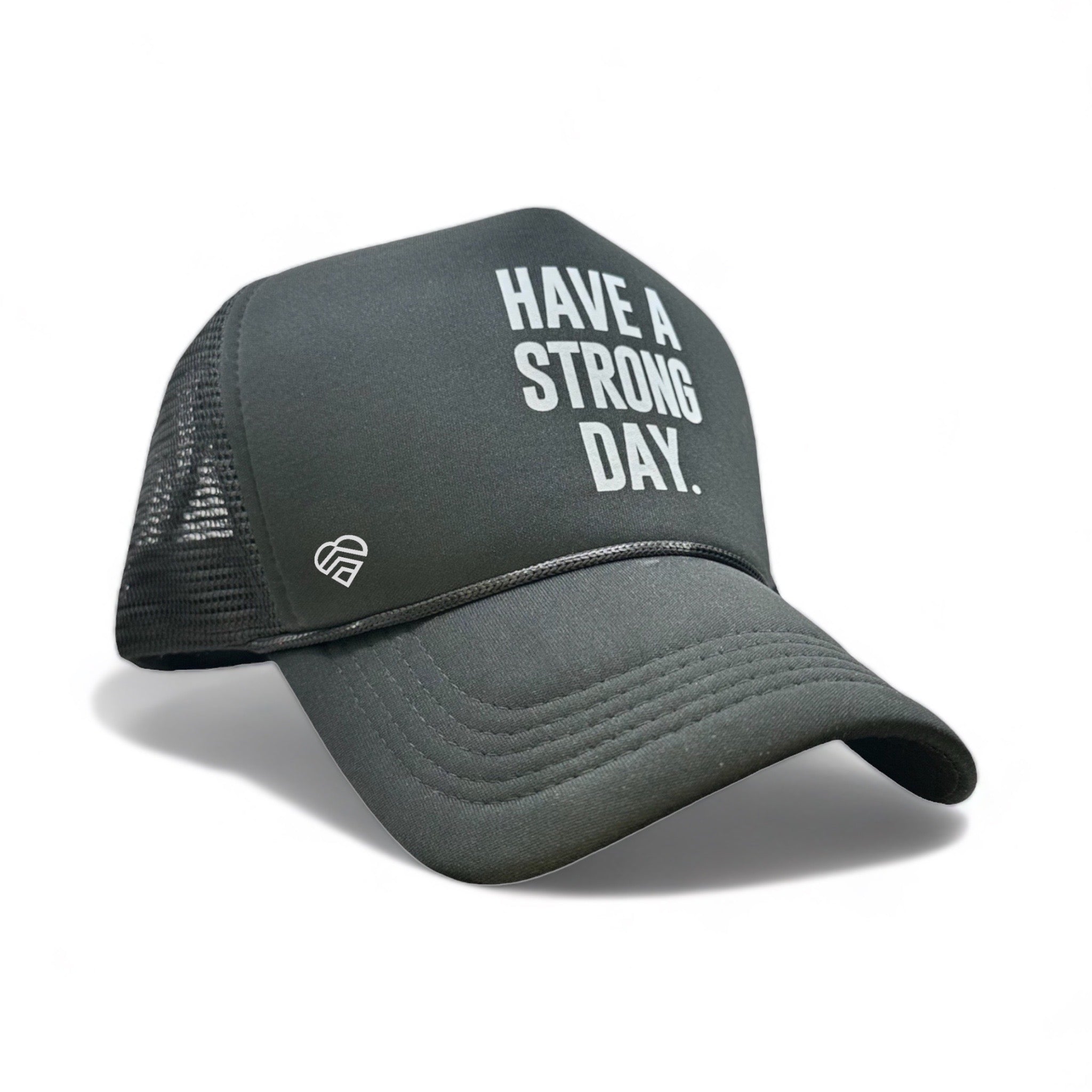 Slogan Statement High-Crown Trucker Hat - Black