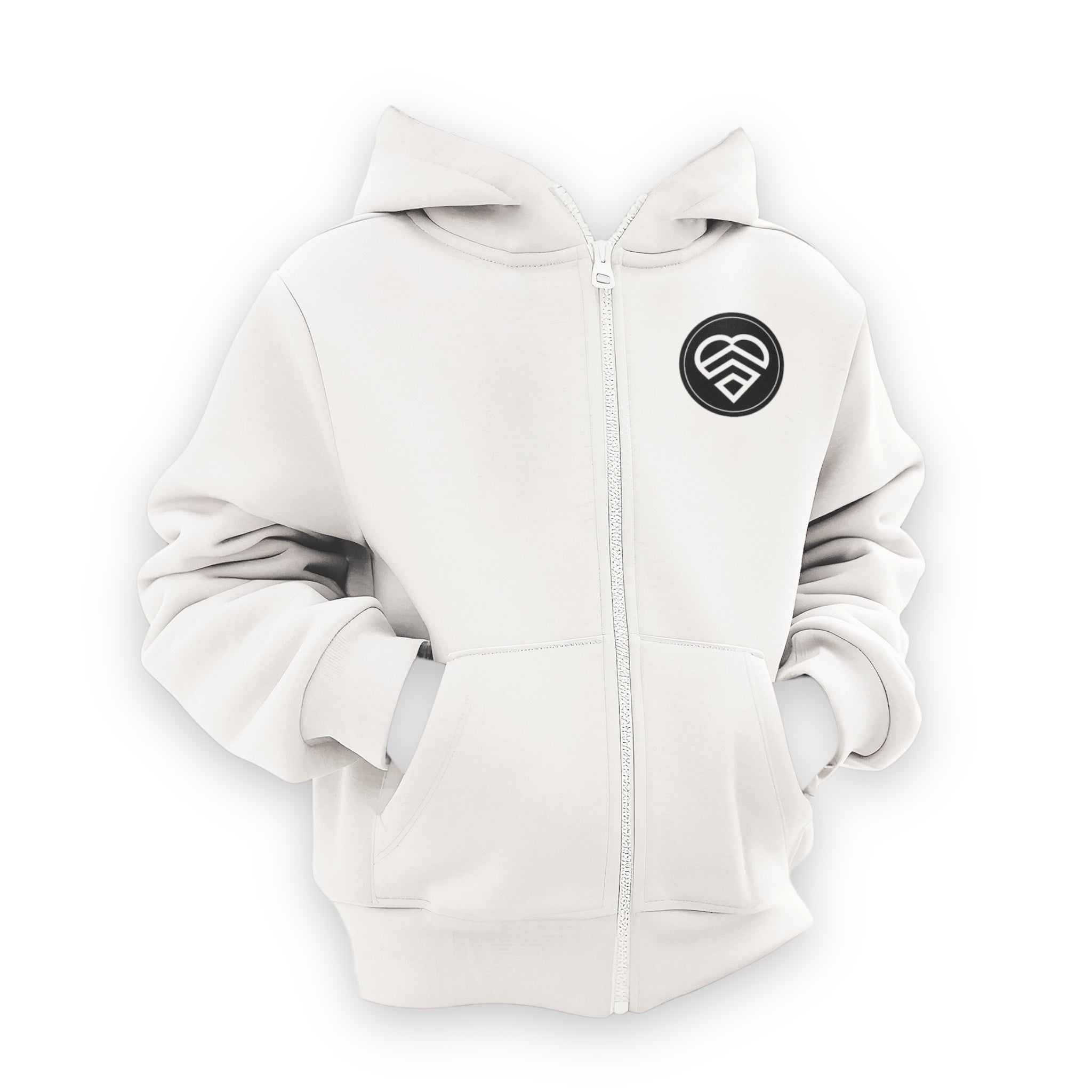 Youth Logo Statement Zip Up Hoodie - White