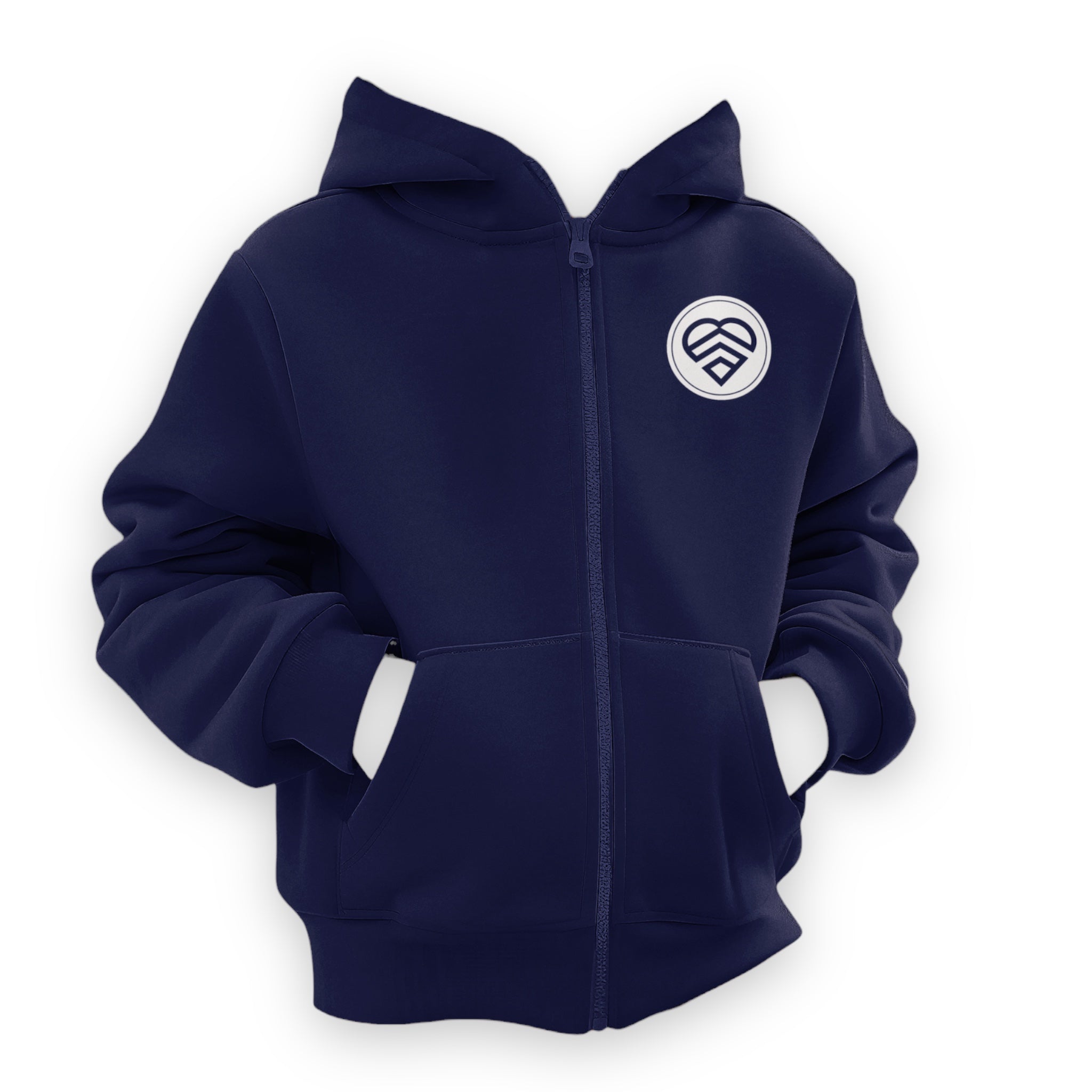 Youth Logo Statement Zip Up Hoodie - Navy