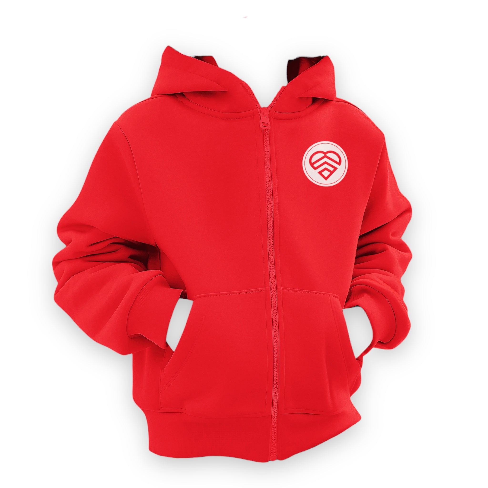 Youth Logo Statement Zip Up Hoodie - Red