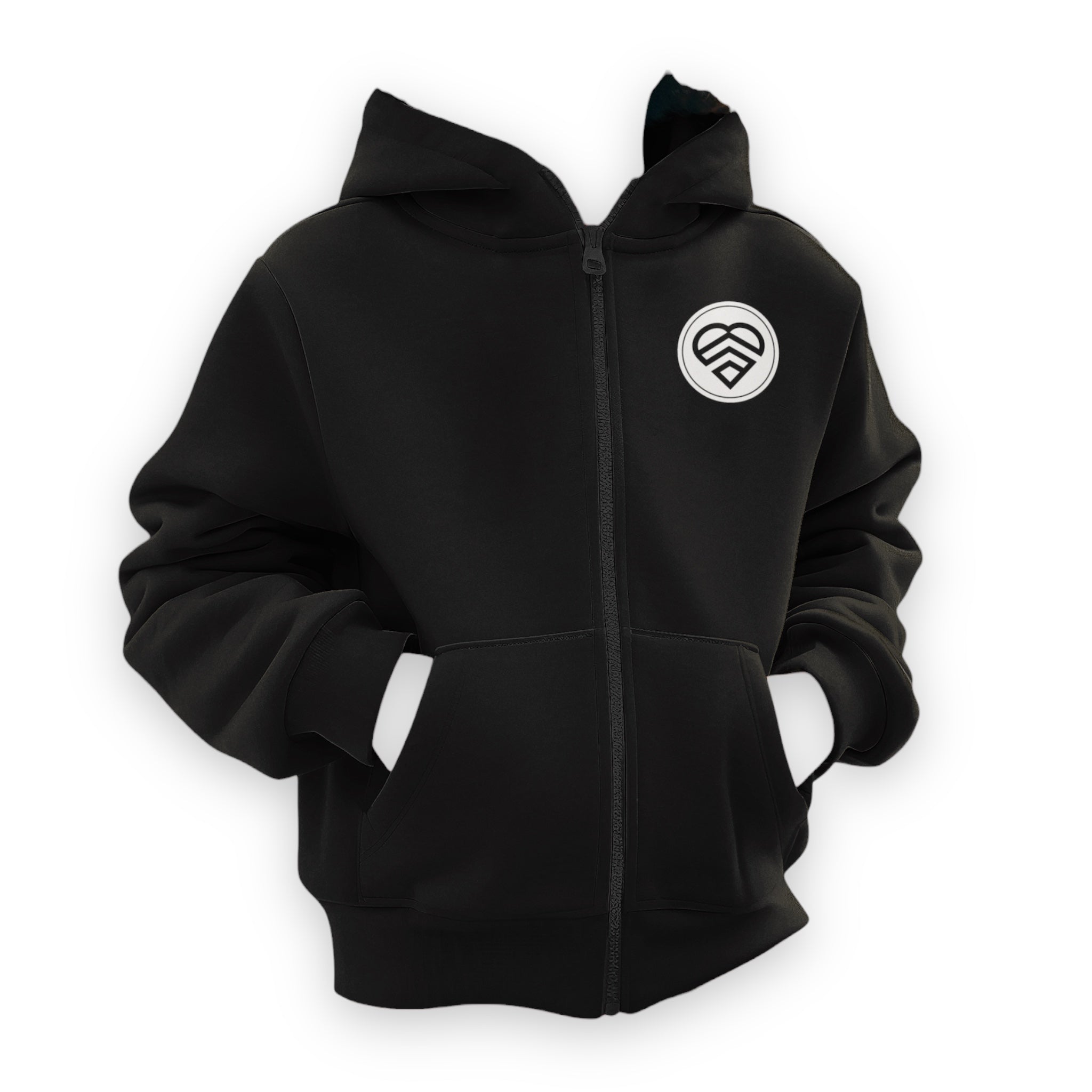 Youth Logo Statement Zip Up Hoodie - Black