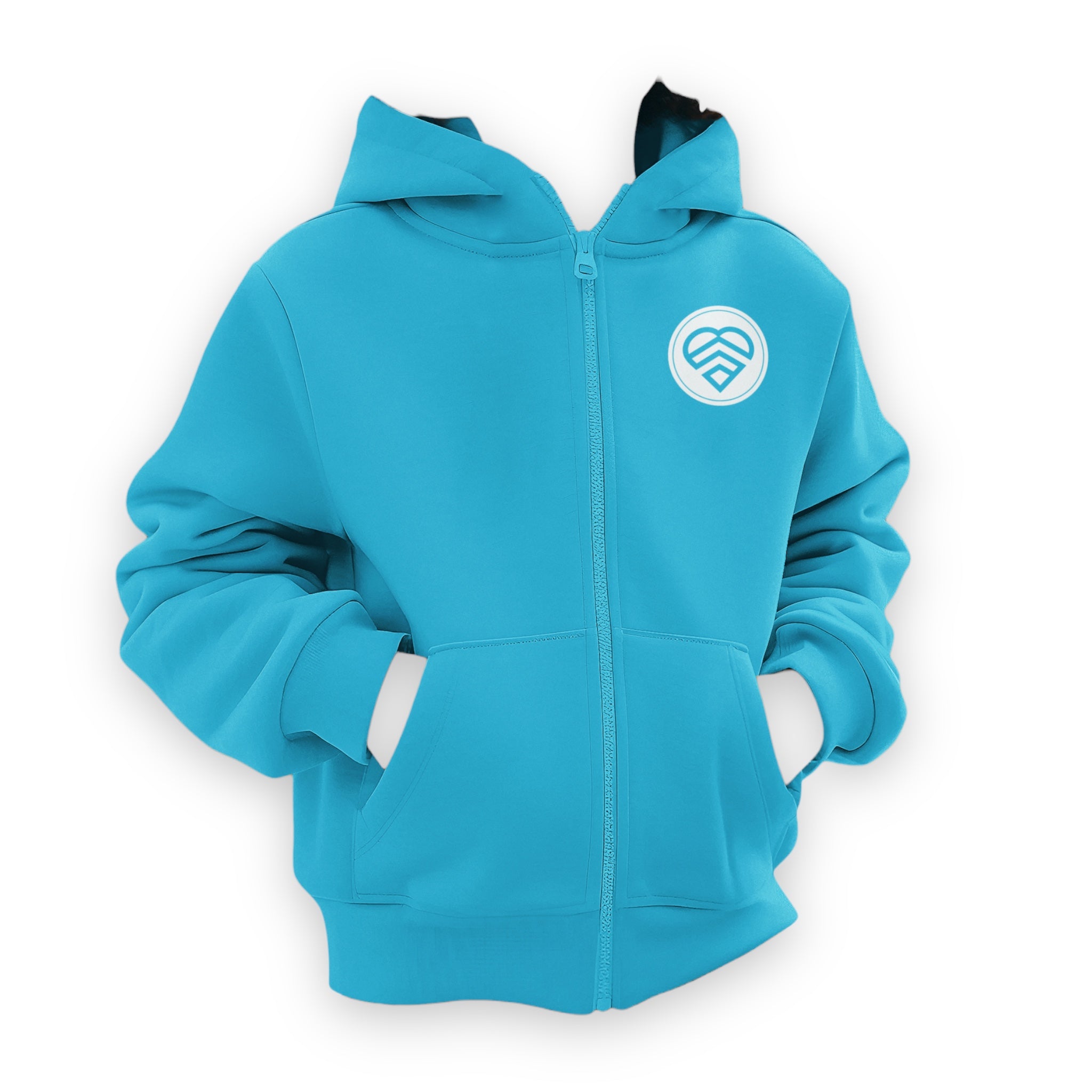 Youth Logo Statement Zip Up Hoodie - Turquoise