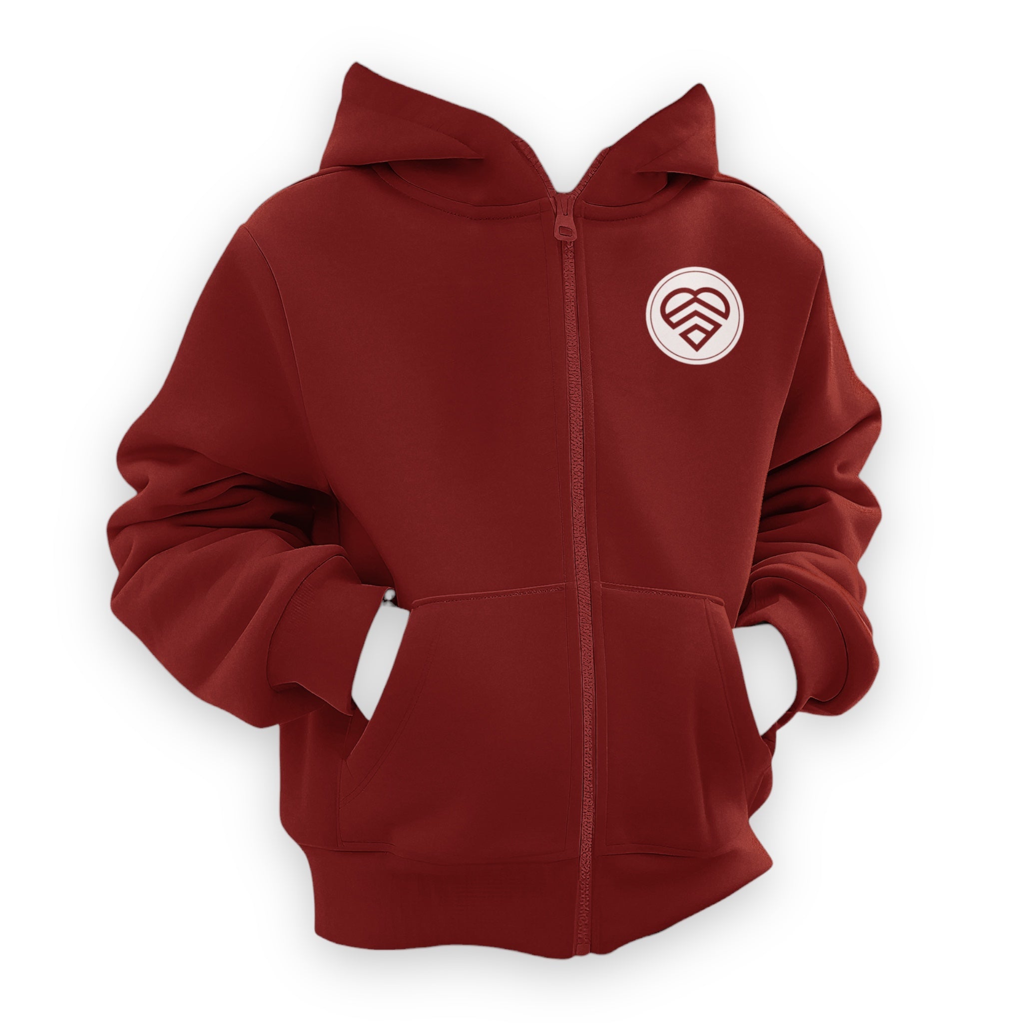 Youth Logo Statement Zip Up Hoodie - Maroon