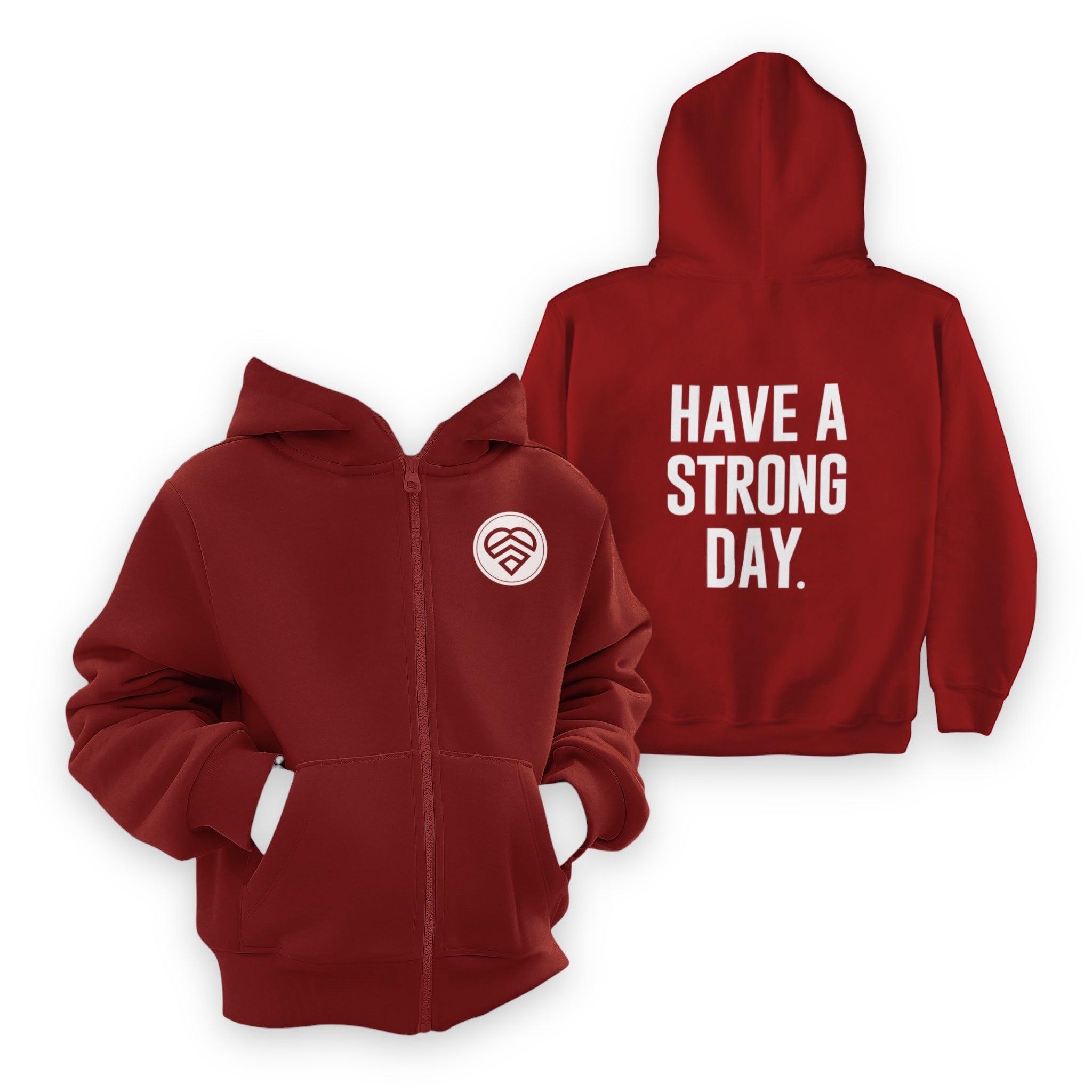 Youth Logo Statement Zip Up Hoodie - Maroon