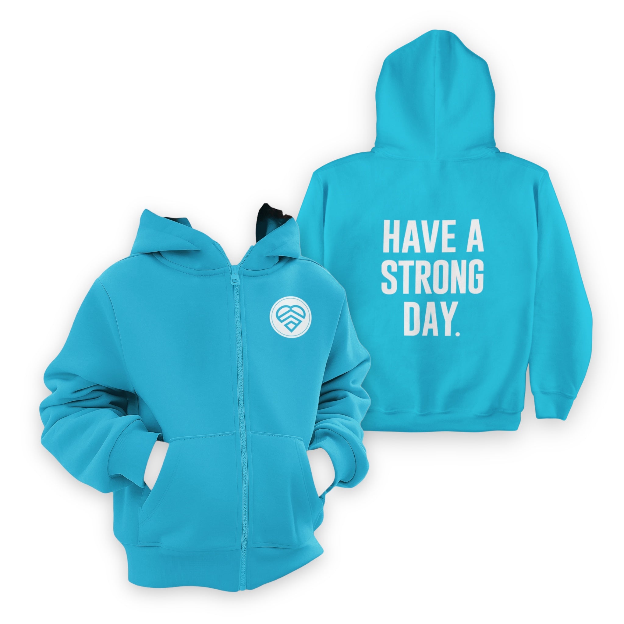 Youth Logo Statement Zip Up Hoodie - Turquoise