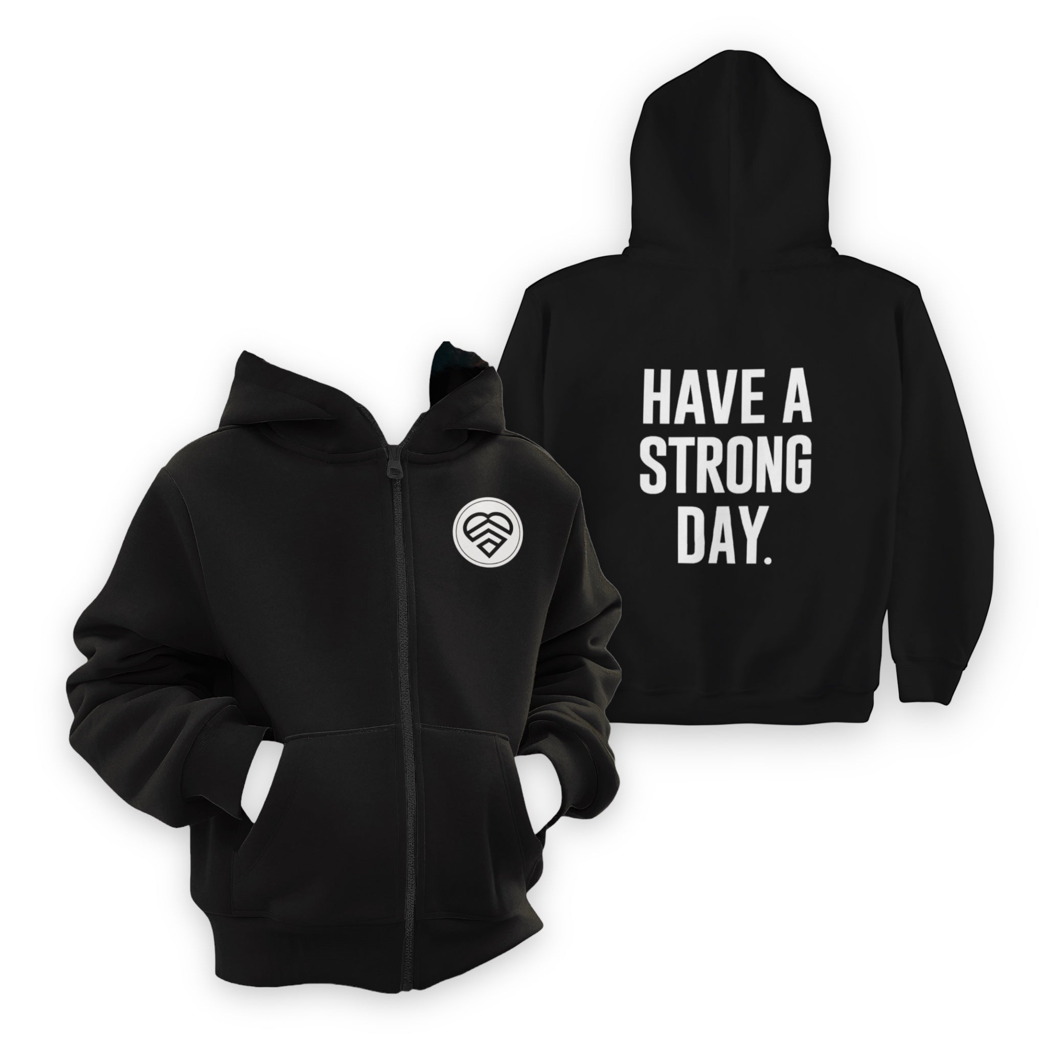 Youth Logo Statement Zip Up Hoodie - Black