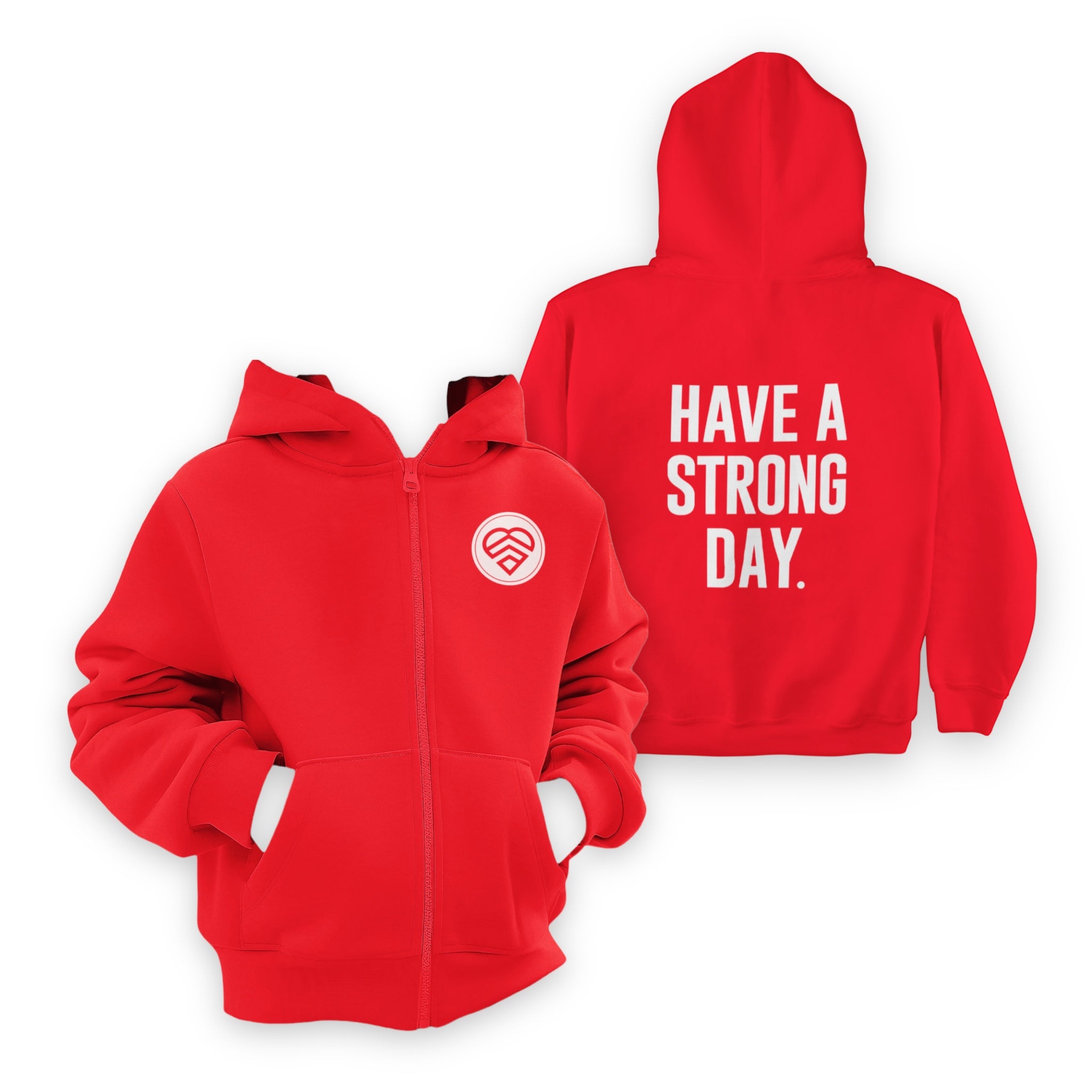 Youth Logo Statement Zip Up Hoodie - Red