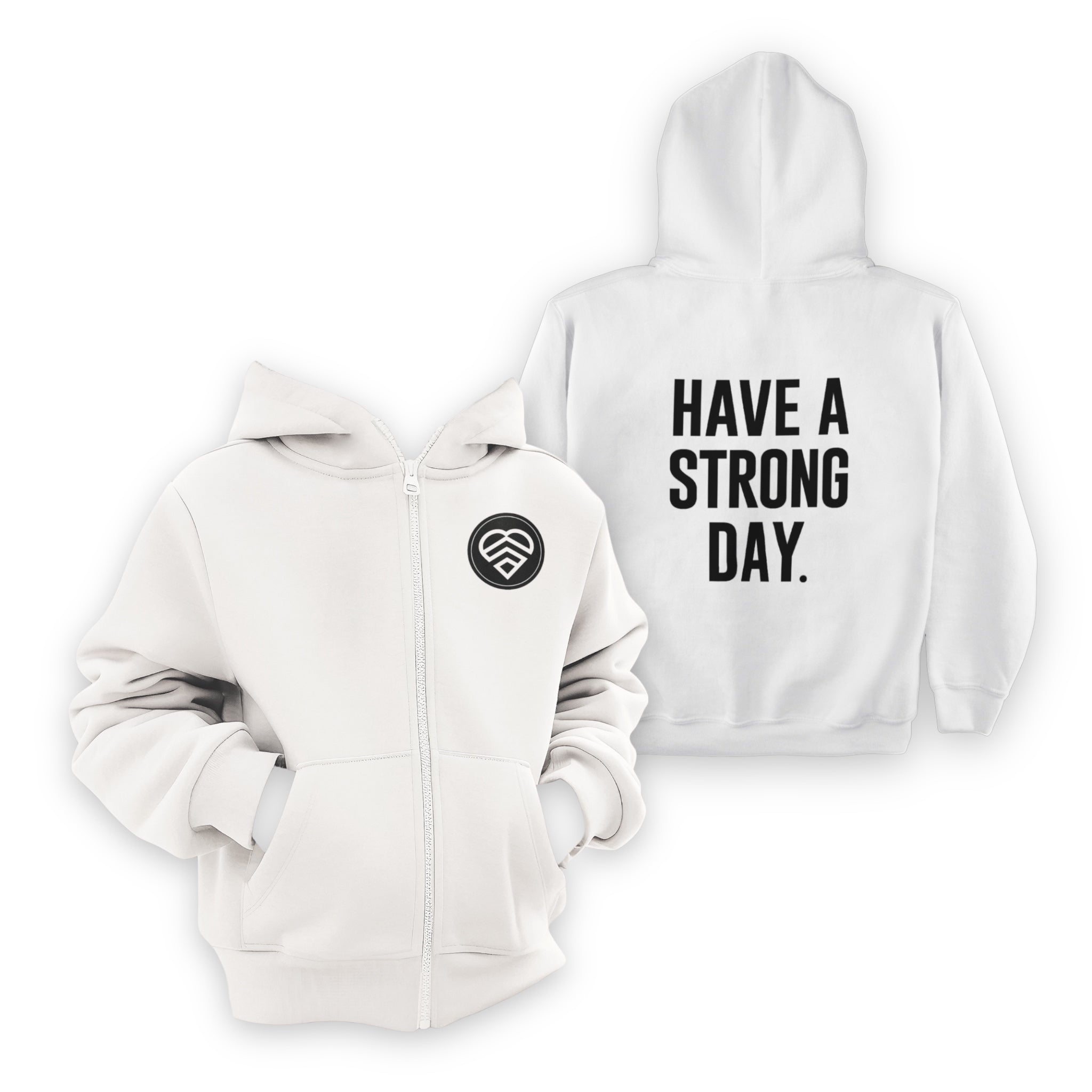 Youth Logo Statement Zip Up Hoodie - White