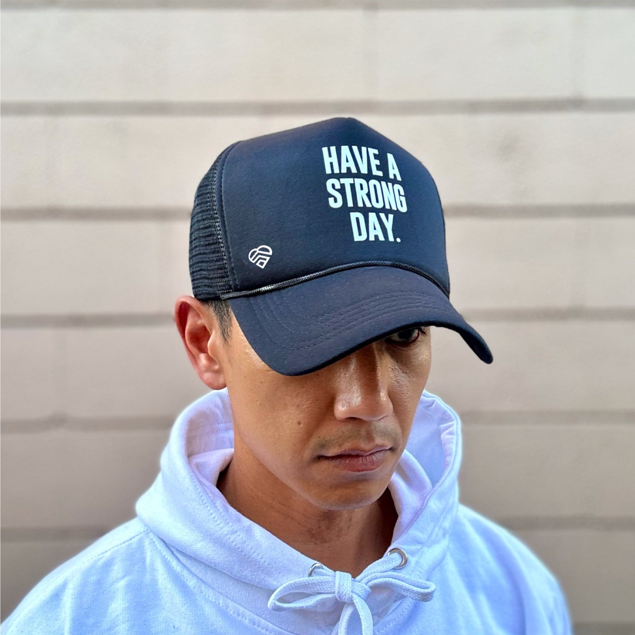 Slogan Statement High-Crown Trucker Hat - Black