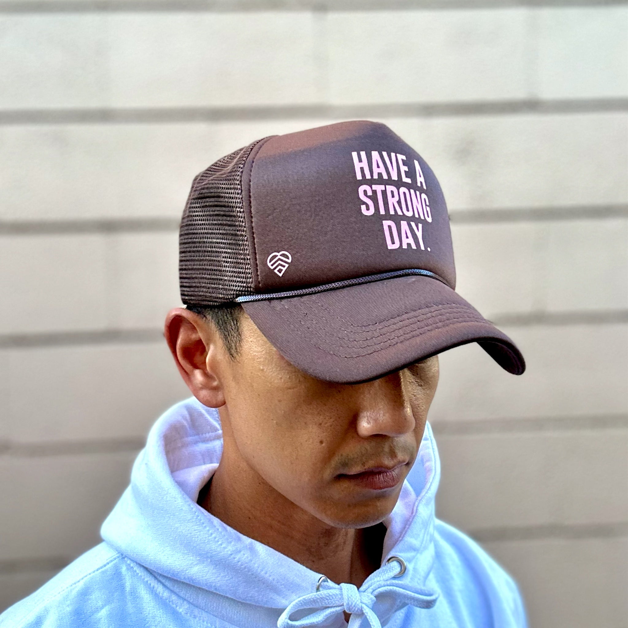 Slogan Statement High-Crown Trucker Hat - Chocolate