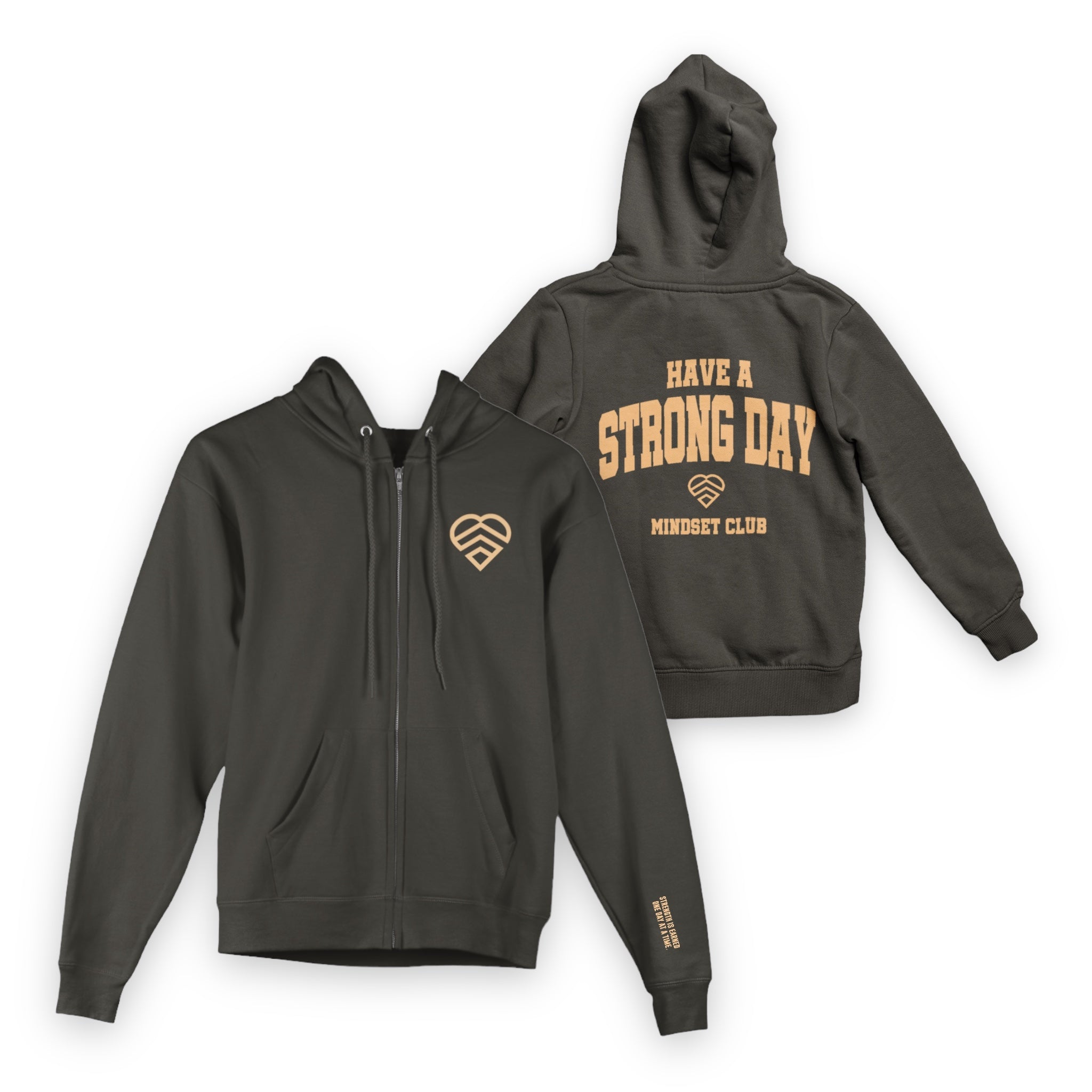 Mindset Club Zip Up Logo Hoodie - Charcoal Heather