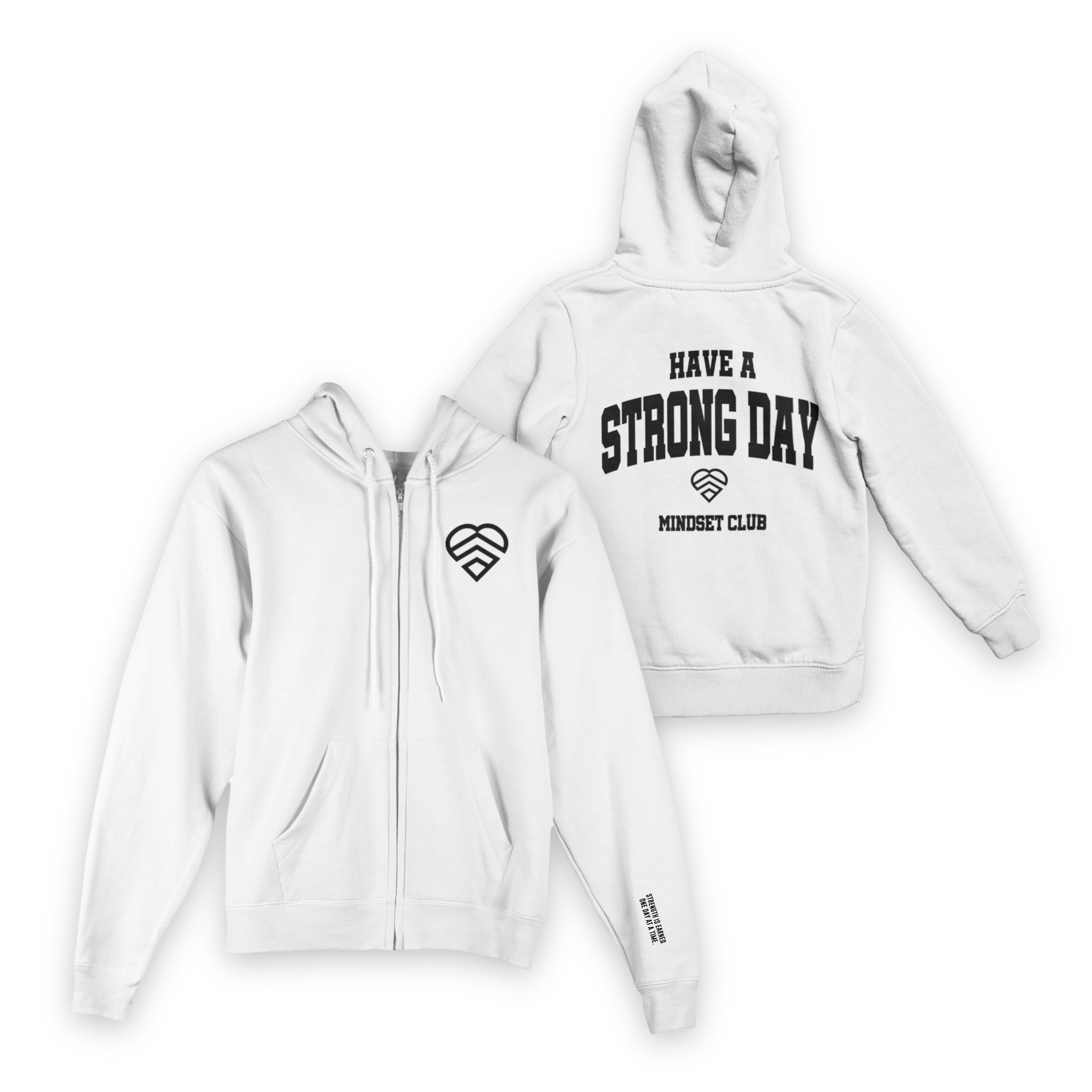 Mindset Club Zip Up Logo Hoodie - White