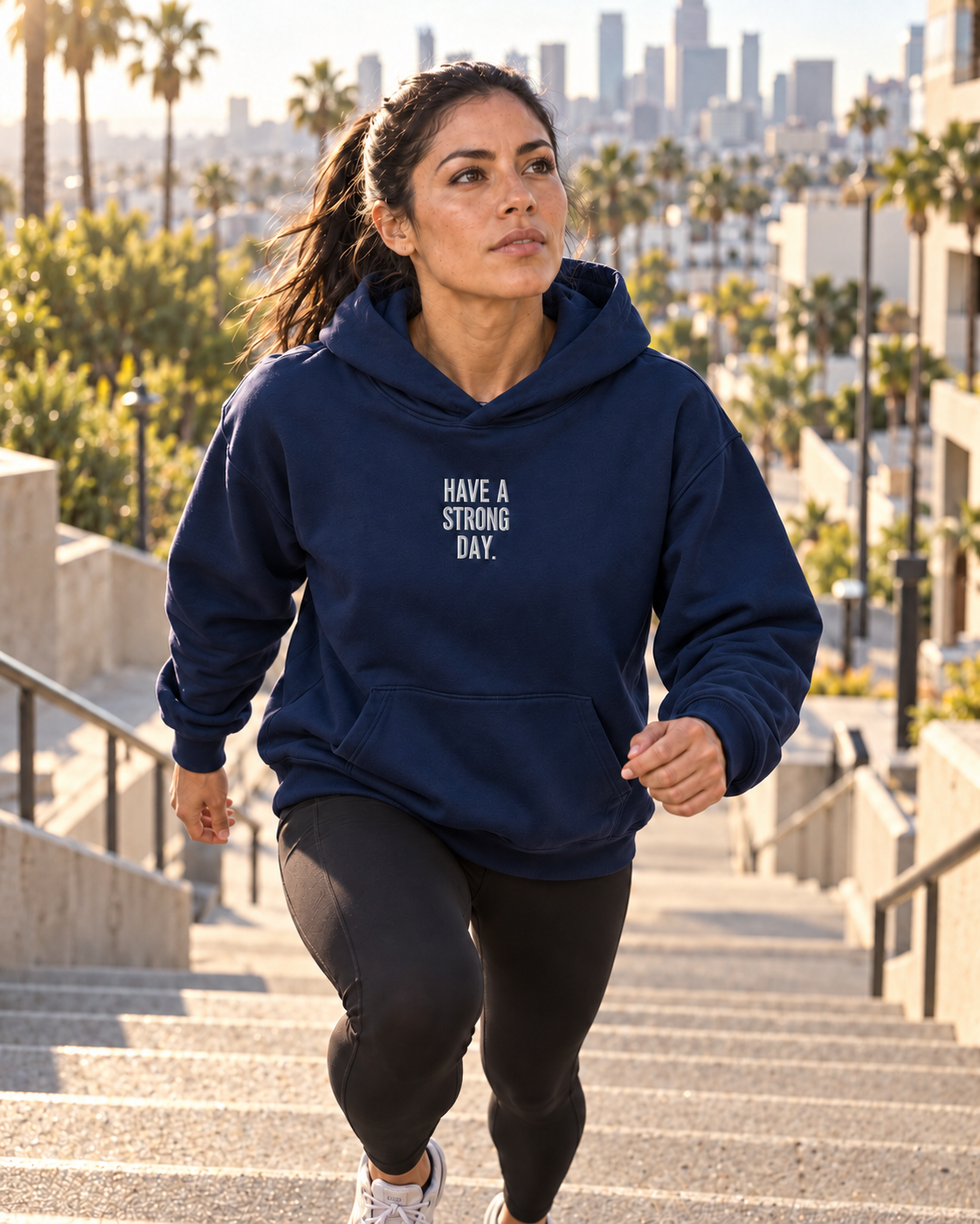 Navy - Embroidered unisex relaxed mid-weight hooded sweatshirt