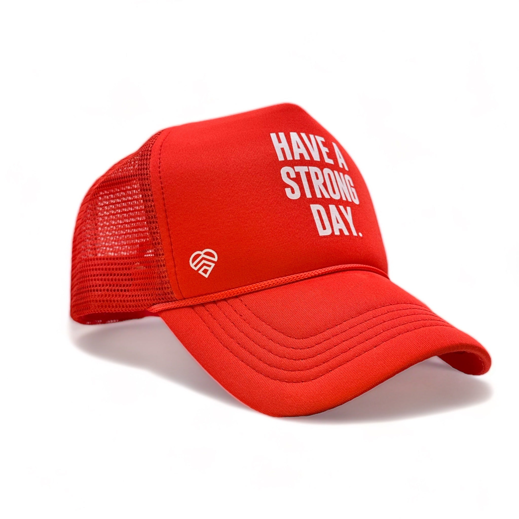 Slogan Statement High-Crown Trucker Hat - Red
