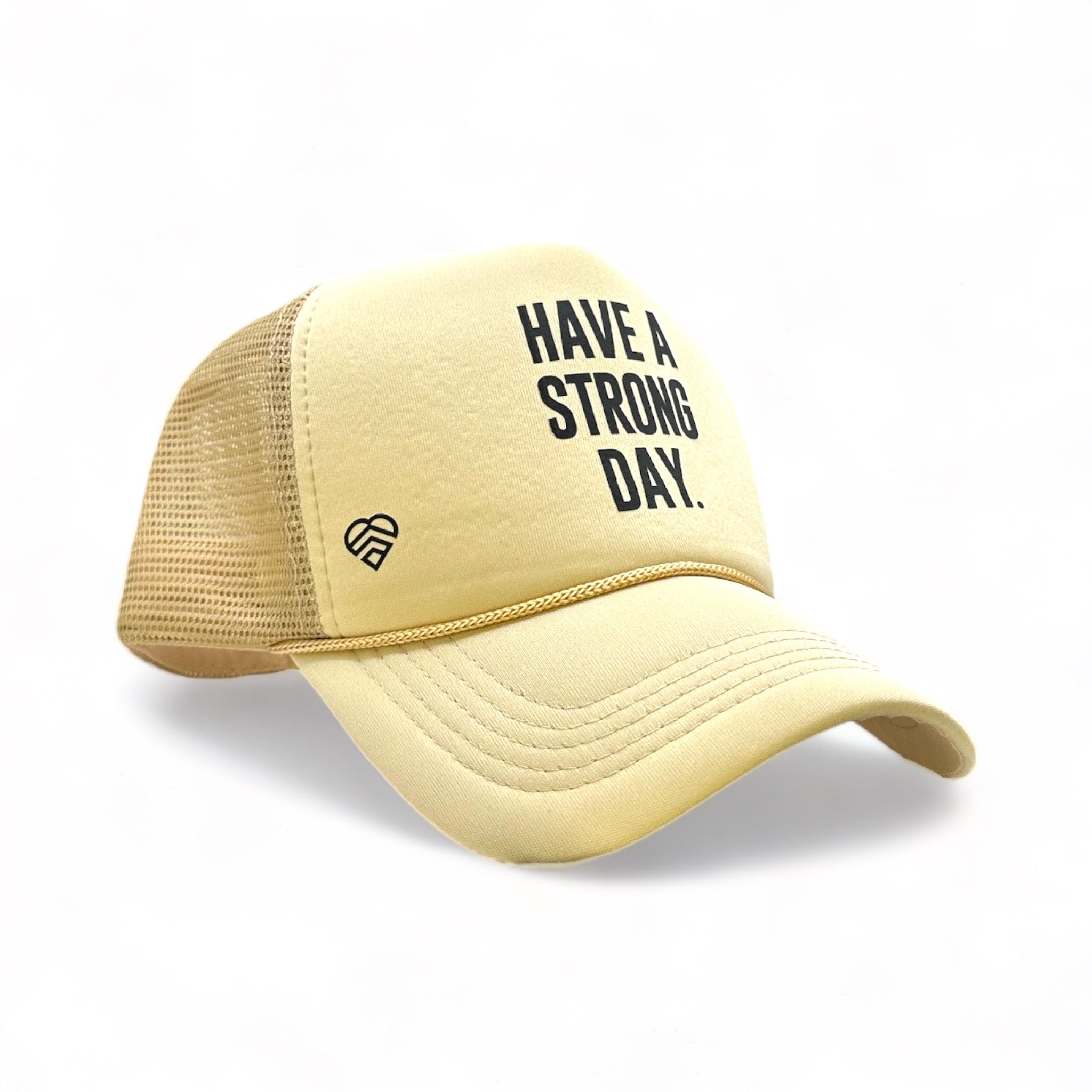 Slogan Statement High-Crown Trucker Hat - Khaki