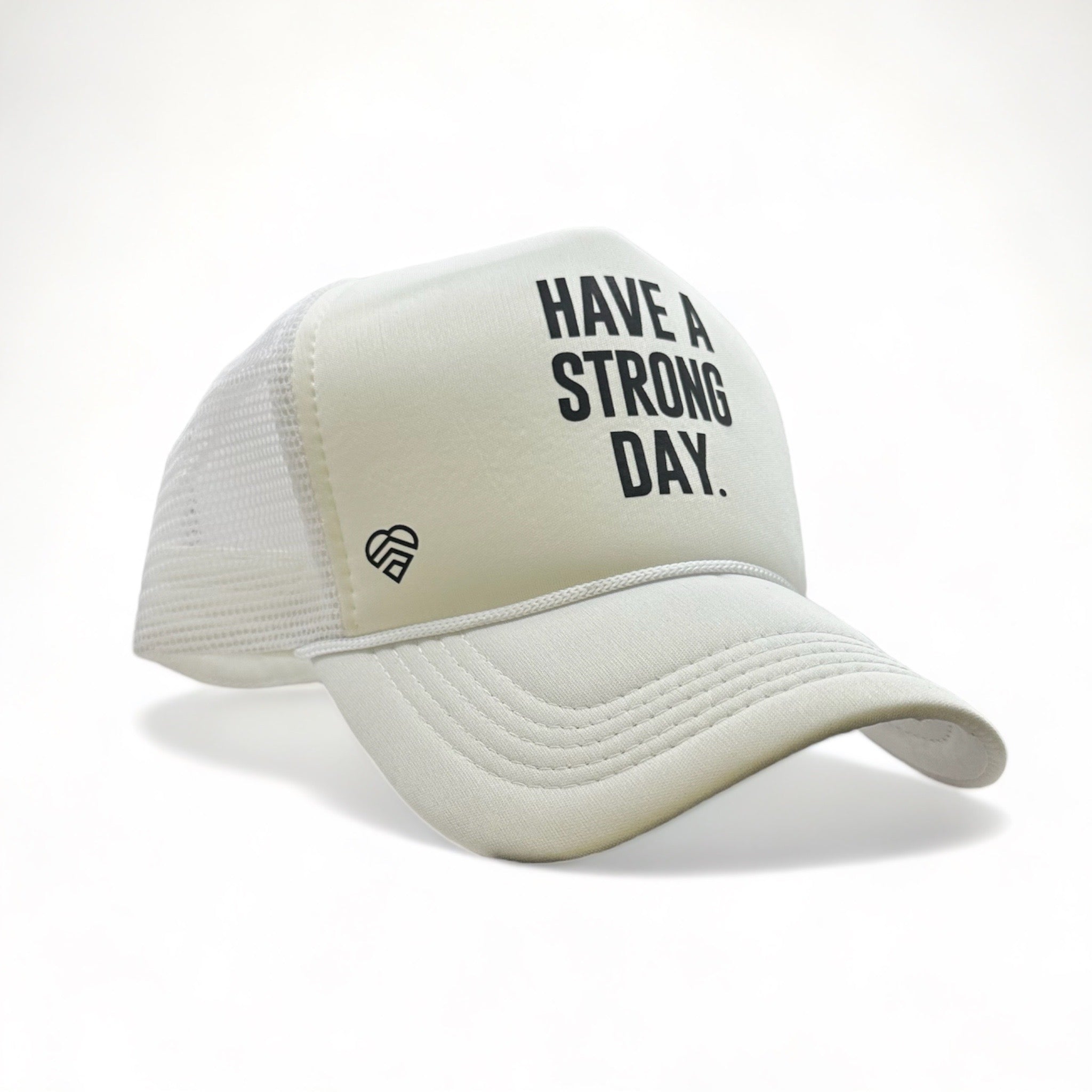 Slogan Statement High-Crown Trucker Hat - White