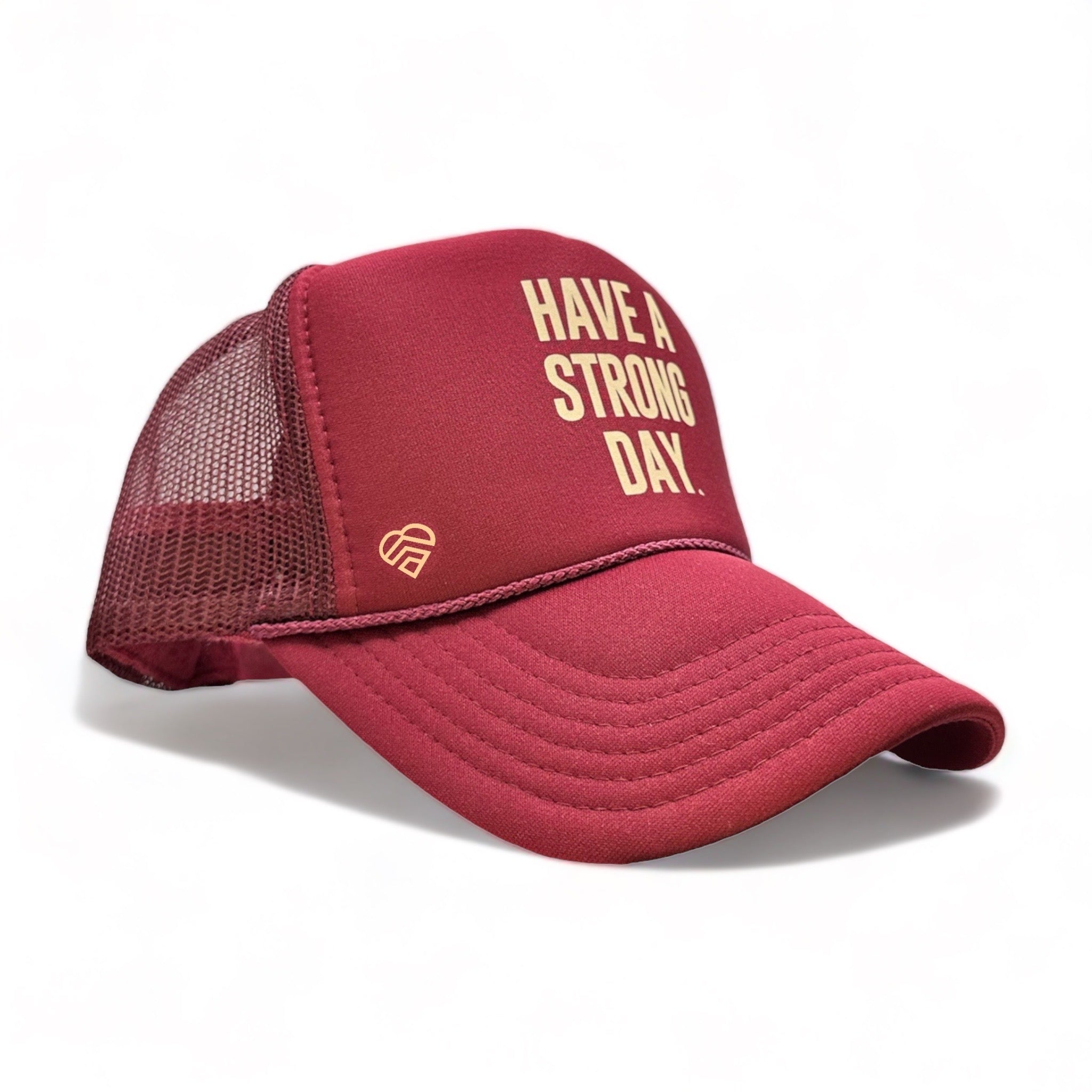 Slogan Statement High-Crown Trucker Hat - Maroon