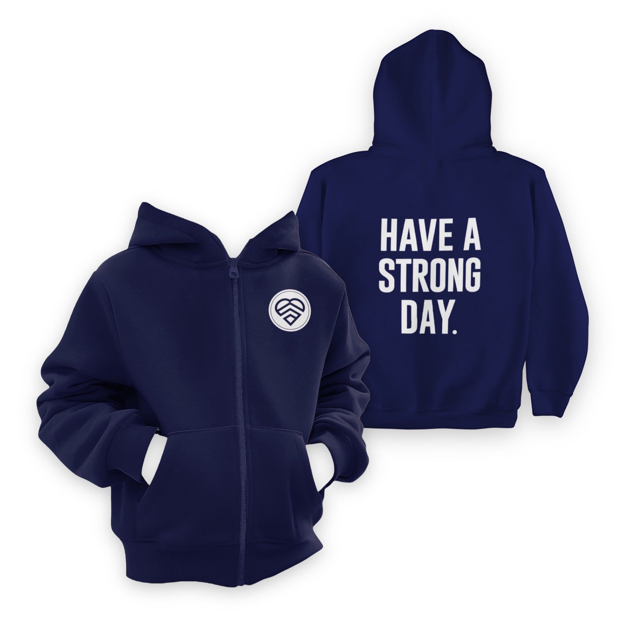 Youth Logo Statement Zip Up Hoodie - Navy