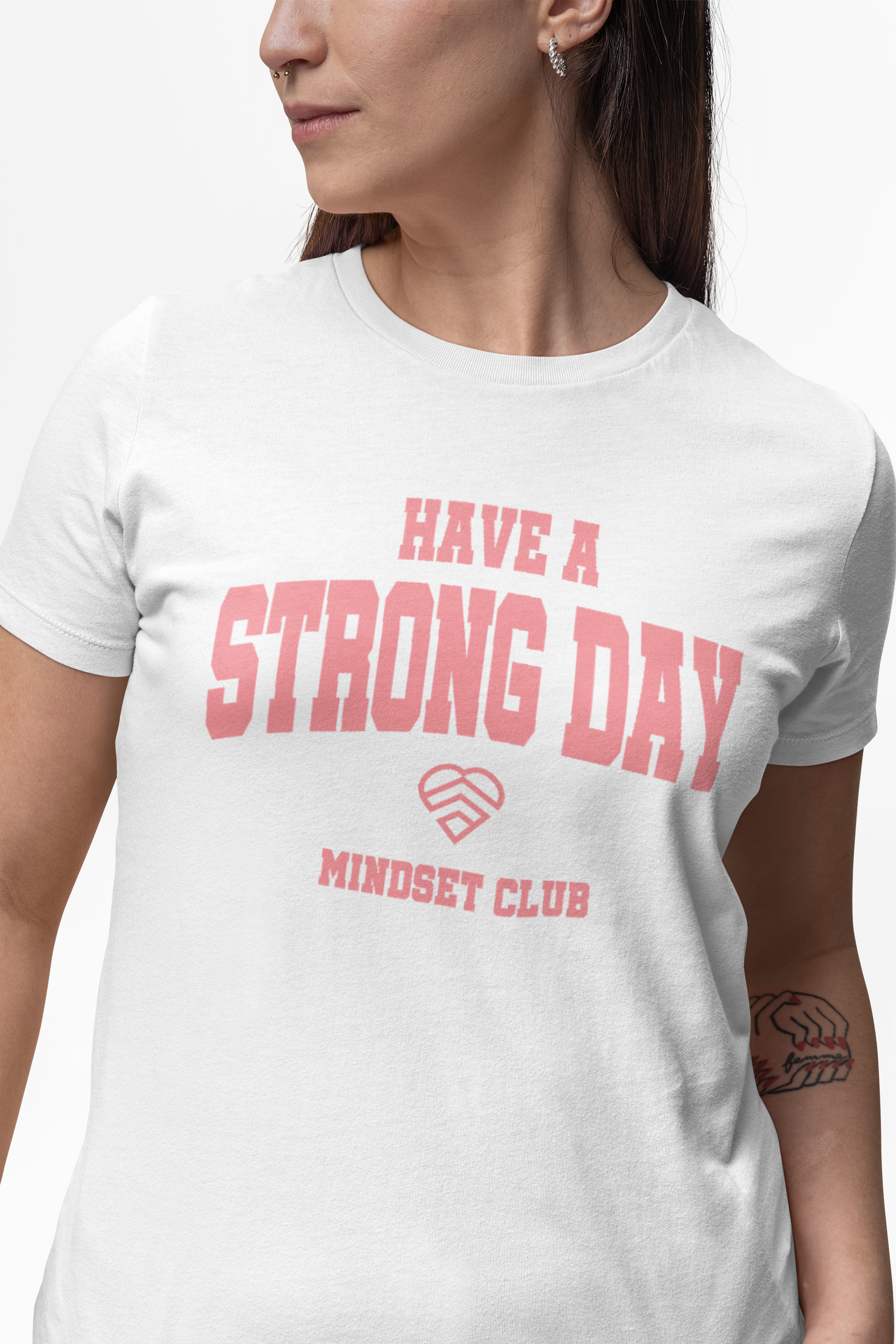 Mindset Club Statement Shirt - White & Pink