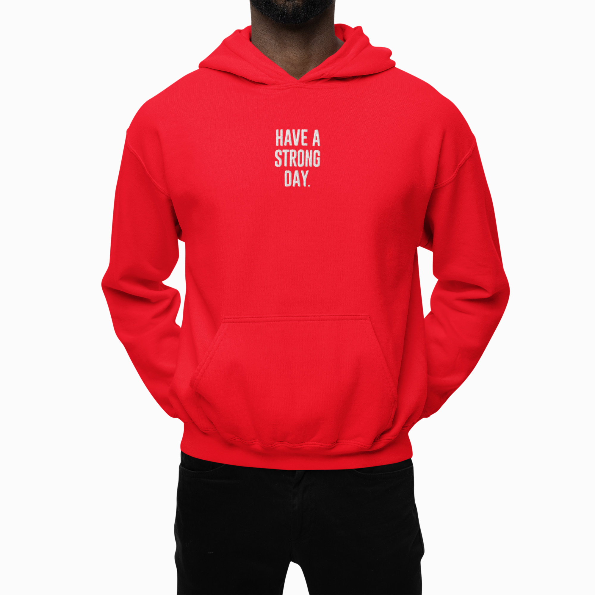 Premium Embroidered Testimony Hoodie - Red