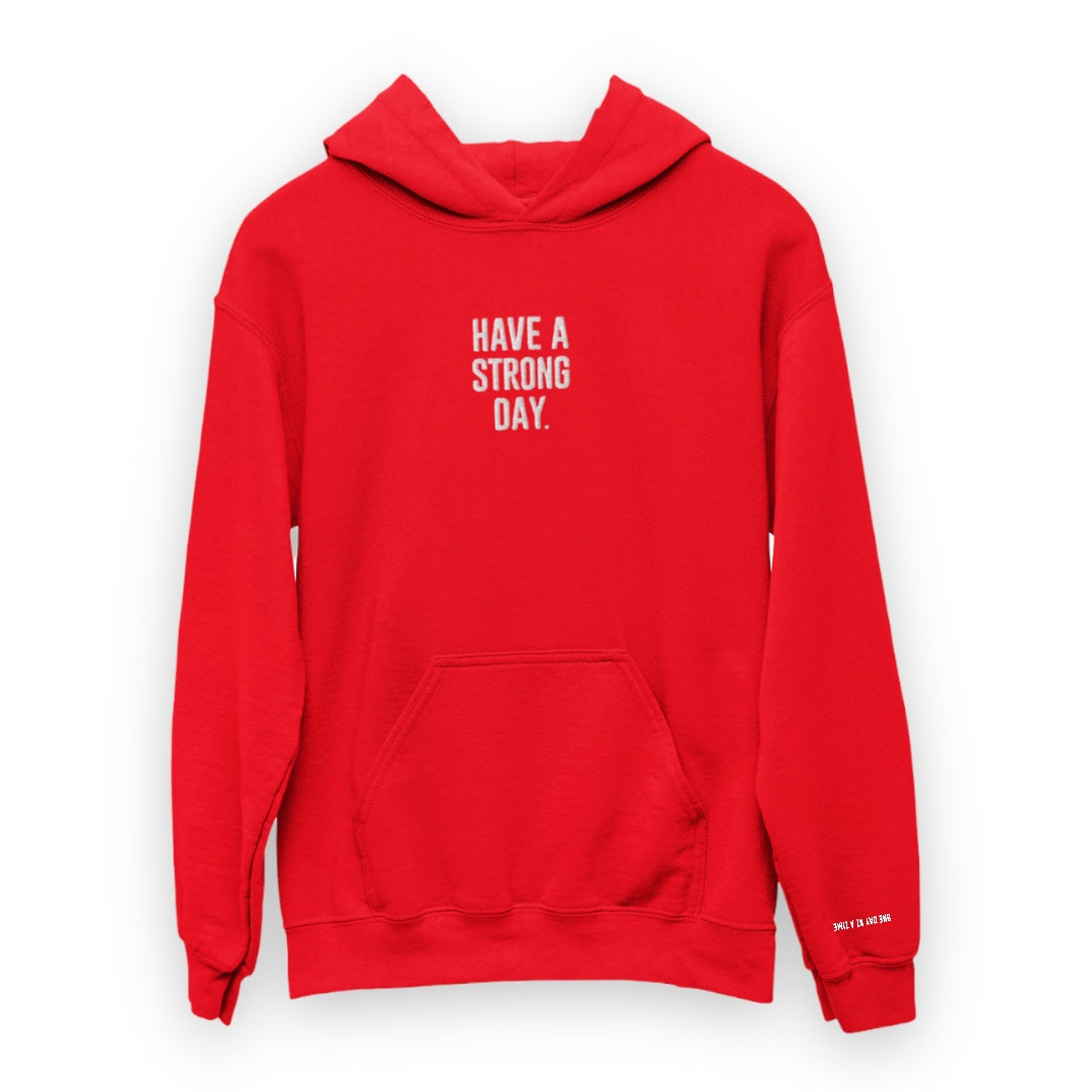 Premium Embroidered Testimony Hoodie - Red