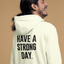 CREAM LOGO HOODIE | HAVE A STRONG DAY.